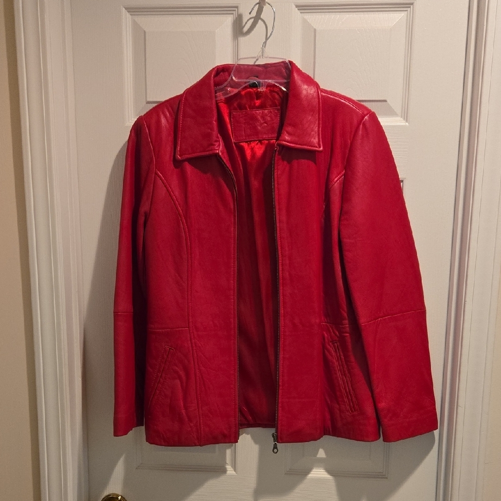 Women's Red Leather Jacket